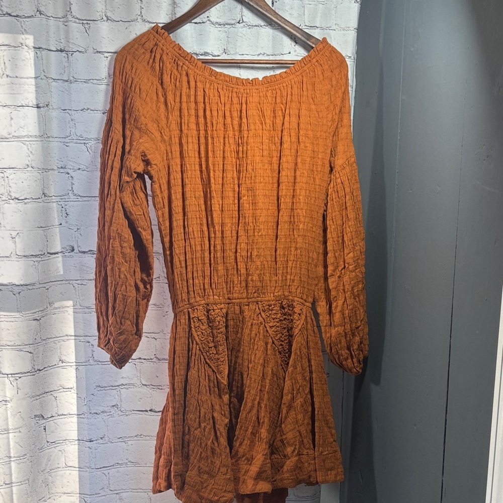 Luca Boho Long Sleeve Orange Dress - Picture 3 of 11